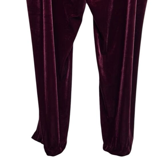 Susan Graver Pull on Pants Woman's Size 1X Velvet Ankle Slit Wine Holiday - Picture 7 of 9